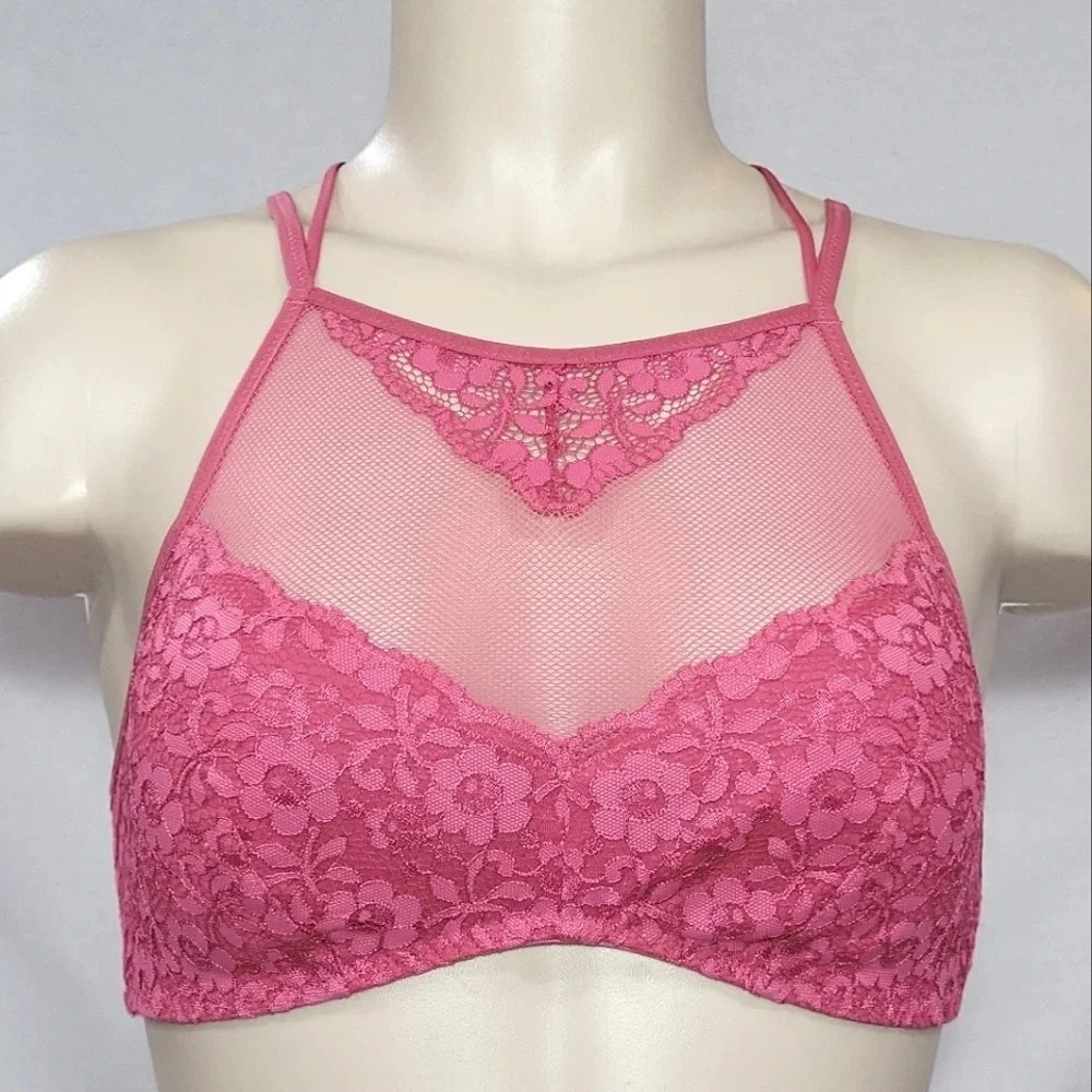 SMALL Xhilaration High Neck Lace High Neck Bralette Rose NWT New with Tags